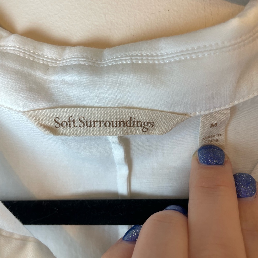 Soft Surroundings Women's Size Medium White Tunic 3/4 Sleeve Half Button-up Top - Picture 4 of 7